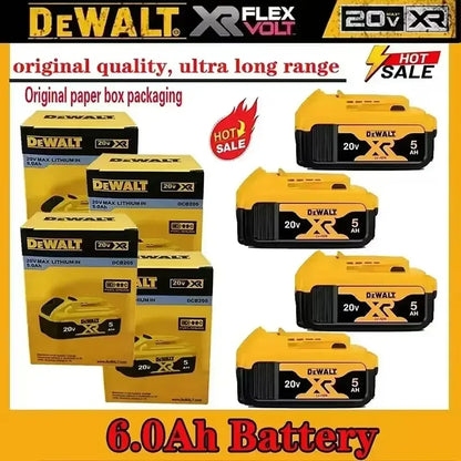 Original Dewalt 20V Battery, dewalt 2AH 3 5AH/6AH Rechargeable Lithium-Ion Battery, Dewalt DCB206 Power Tool Replacement Battery