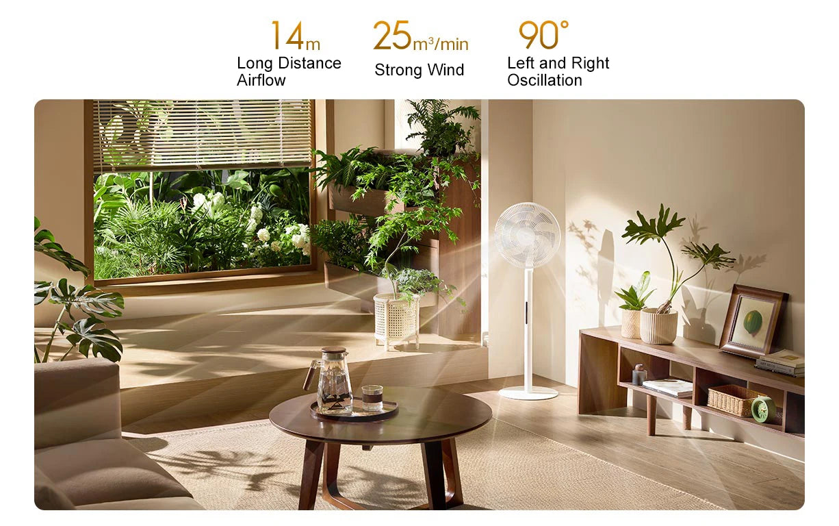 MIJIA DC Inverter Floor Fan Pro,Ultra-Thin Retractable,With Storage Box,Smart Standing Electric Fan,100 Air Flow Settings