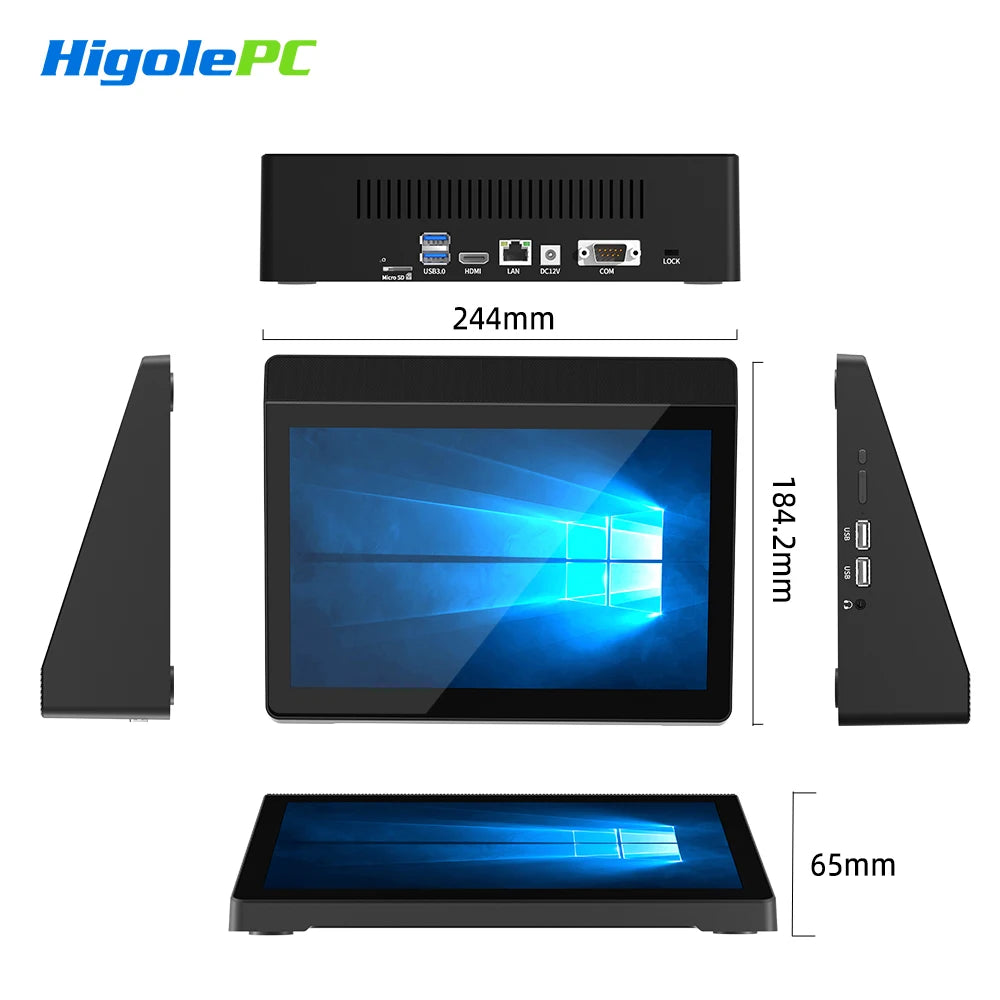 Higole F6APL 10.1'' Fanless Mini PC Intel J3455 Windows 10 WiFi5 4GB 64GB 2340mAh 4K RS-232 RJ45 Laptop Desktop PC Mini Computer