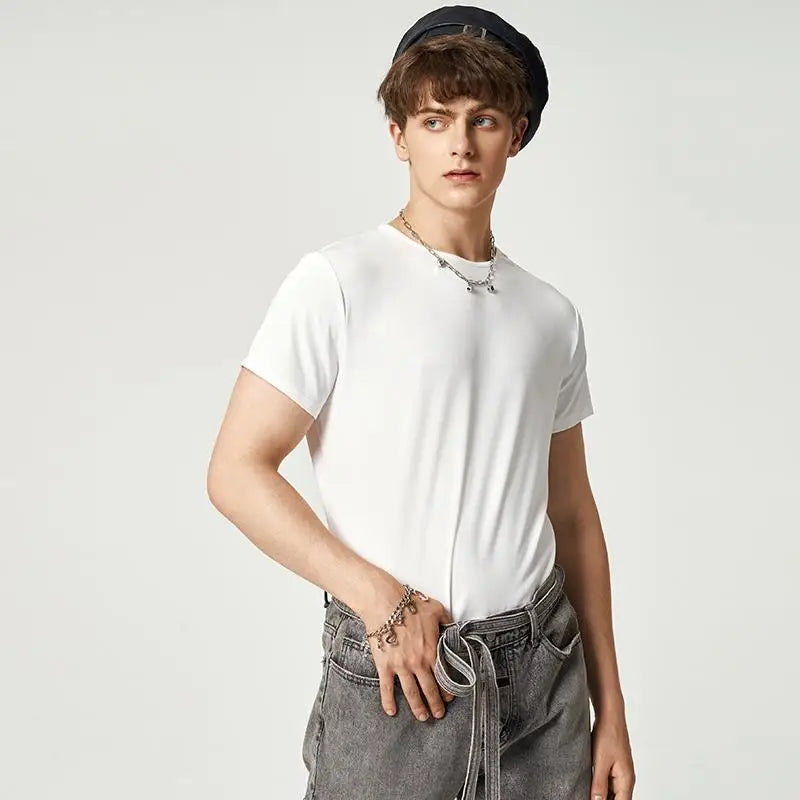 INCERUN Men Bodysuit Solid Color Pajamas Sexy 2023 Breathable Short Sleeve O-neck Rompers Underwear Fitness Men Bodysuits S-5XL
