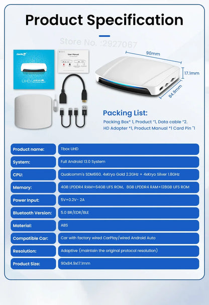 HDMI CarlinKit Android 13 CarPlay Ai Box SDM660 6225 Wireless CarPlay Android Auto Video TV Streaming Box for OEM Car 8G+128G