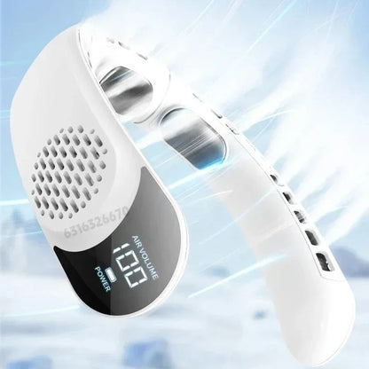 Portable Neck Fan 3-speed 4000mAh USB Charging Fast Cooling Multifunctional Digital Display Air Conditioner Outdoor Neck Fan
