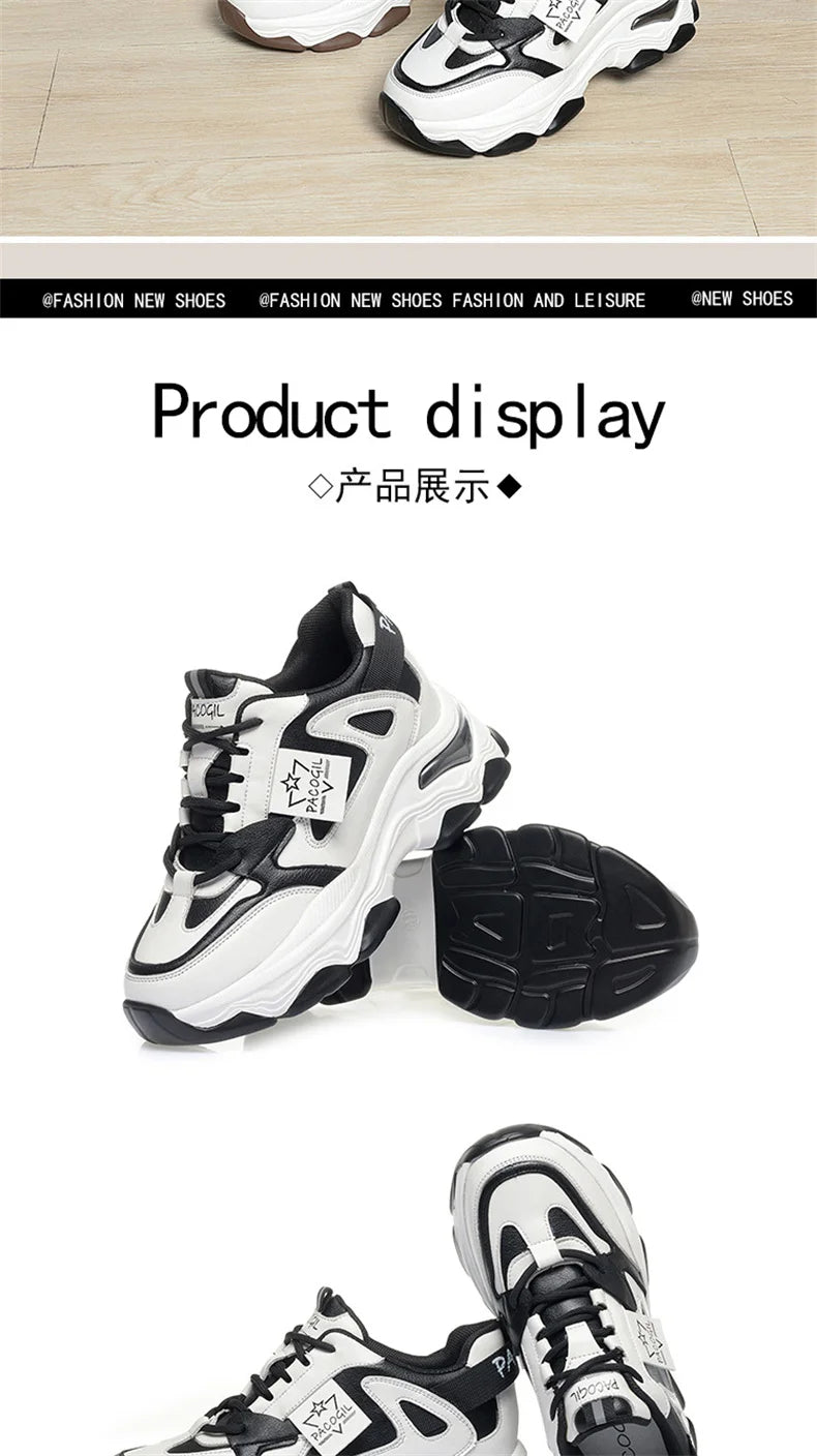 Spring Height Increasing Round toe Versatile Women Platform Causal Shoes Fashion Breathable Sport Designer Sneaker