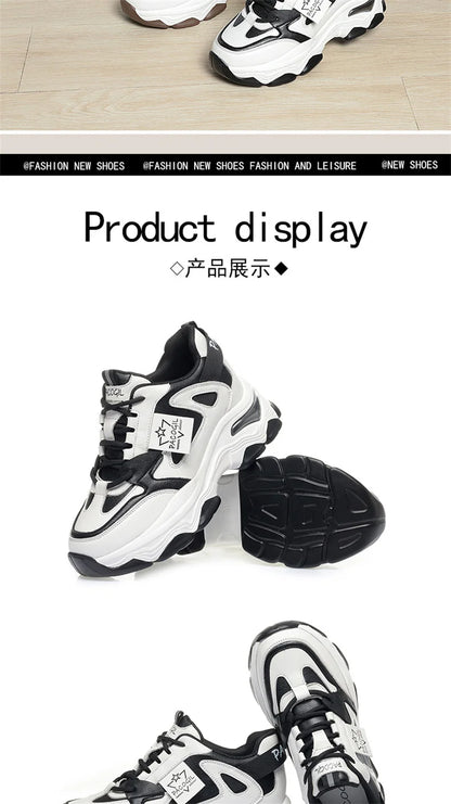 Spring Height Increasing Round toe Versatile Women Platform Causal Shoes Fashion Breathable Sport Designer Sneaker