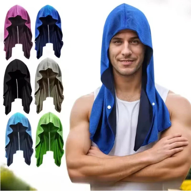 Cooling Hoodie Towel- Hood Towel, Evaporative Cool Technology, Cools Instantly When Wet, , Great for Sports, Fitness, Gym
