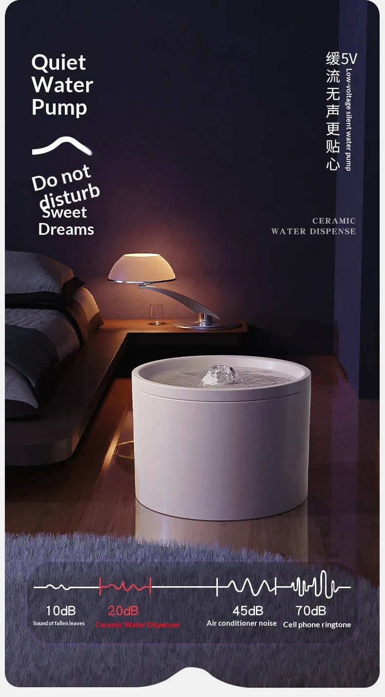 Cat Automatic Water Dispenser Pet Ceramic Water Bowl Dog Bowl Water Dispenser, Circulation Water Flow Water Dispenser