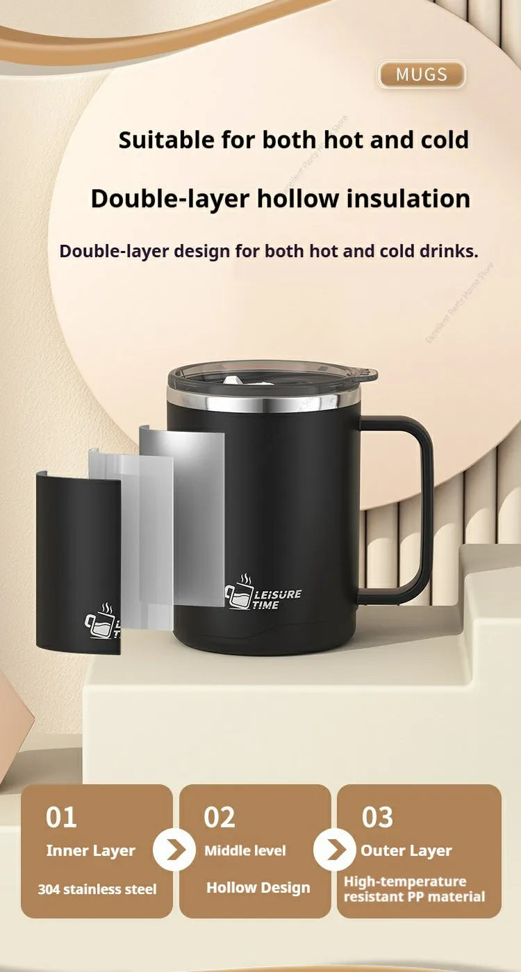 500ML Double-Wall Insulated Thermal Cup 304 Stainless Steel Coffee Cup Portable Water Bottle Keeps Cold and Heat Thermal Mug