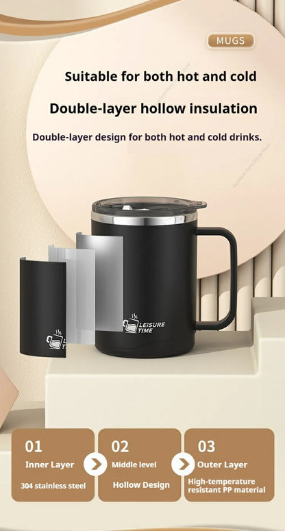 500ML Double-Wall Insulated Thermal Cup 304 Stainless Steel Coffee Cup Portable Water Bottle Keeps Cold and Heat Thermal Mug