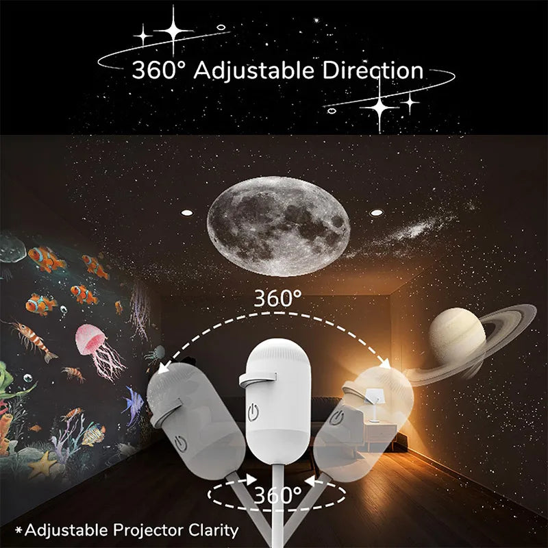 Mini Star Projector Night Light Starlight Atmosphere Lamp with Eye Protection for Bedroom Ceiling USB Rechargeable Aurora Light