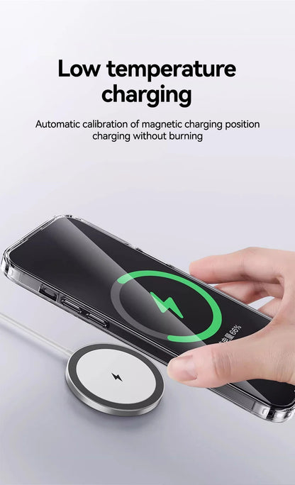 Joyroom Magnetic Case For iPhone 16 15 Pro Max Case Transparent Cover For iPhone 16 Wireless Charger Magnet Cover Anti Yellow