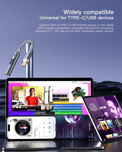 KEYSION Digital Audio Amplifier CX31993 MAX97220 Dual Chip USB C Type-C to 3.5mm DAC HiFi Audio Adapter AMP PCM 32bit 384KHz DAC