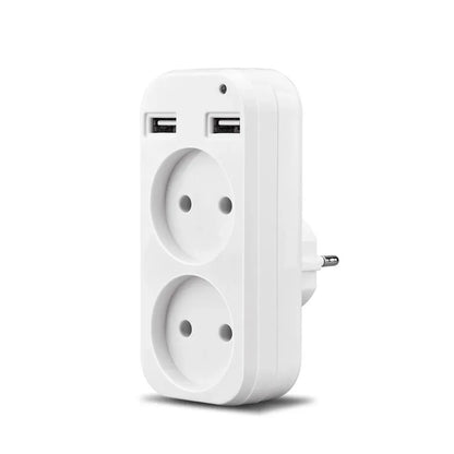 2025 New Upgrade European Plug Socket EU Plug Adapter With 2 USB Outlet Charger Multi Function Travel Charger For Phones Tablets