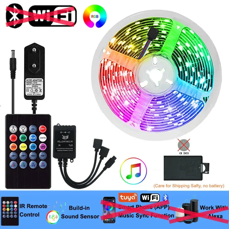 RGB Led Lights Strip Wifi Bluetooth Adhesive Led Tape Rgb 5050 Led Strips For Bedroom Party Lights Wall Room Decoration