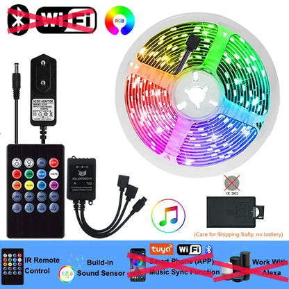 RGB Led Lights Strip Wifi Bluetooth Adhesive Led Tape Rgb 5050 Led Strips For Bedroom Party Lights Wall Room Decoration