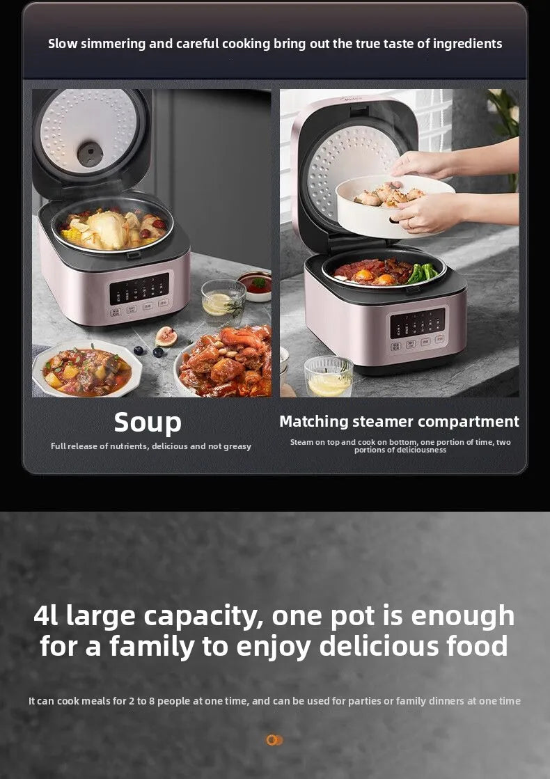 4L Smart Rice Cooker with Timer Function, Household Energy-Saving Soup and Porridge Cooker, Multifunctional Rice Cooker