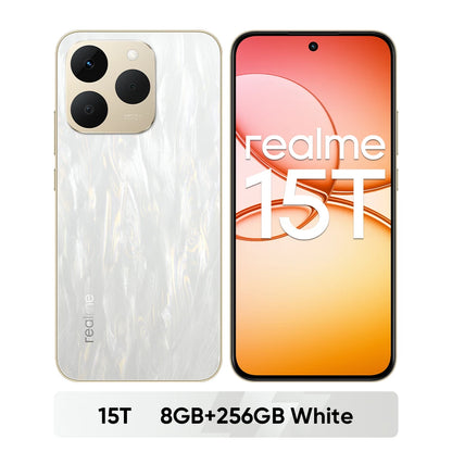 realme 15T 5G Smartphone NFC Dimensity 6400 Max Chipset Dual 50MP Cameras 6.57" 120Hz AMOLED Display 7000mAh Battery 60W Charge