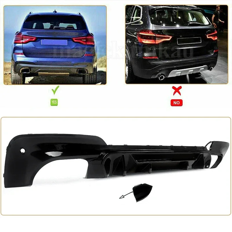 For 2018-2021 BMW G01 X3 M40i M-Sport Rear Diffuser Bumper Lip Gloss Black