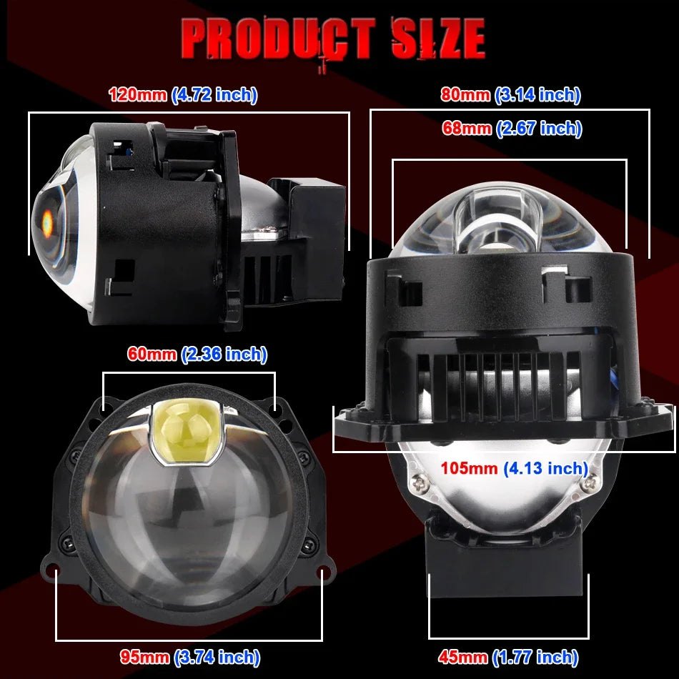 Bi LED Projector Lenses 3 Inch For Hella Headlight Hyperboloid Dual Lens High Beam Laser 6000K Auto Lamp Car Light Retrofit Kit