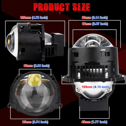 Bi LED Projector Lenses 3 Inch For Hella Headlight Hyperboloid Dual Lens High Beam Laser 6000K Auto Lamp Car Light Retrofit Kit