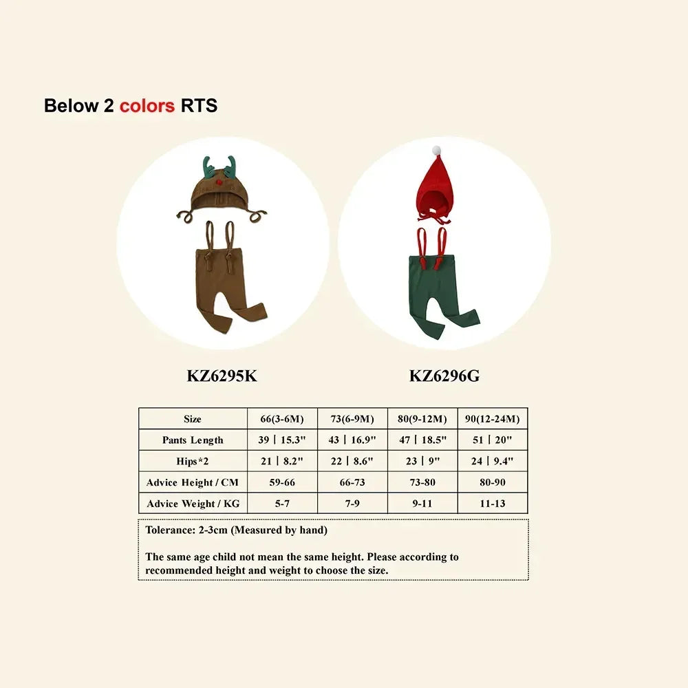 2025 Christmas Costumes Newborn Knit Pants with Hat Baby Boys Girls Trousers Clothes Infant Leggings Clothing Toddler Outfits