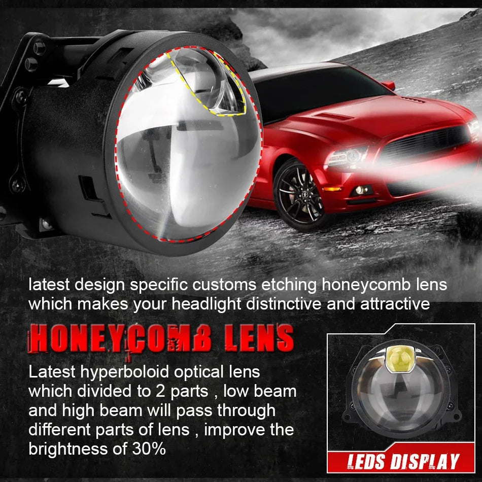 Bi LED Projector Lenses 3 Inch For Hella Headlight Hyperboloid Dual Lens High Beam Laser 6000K Auto Lamp Car Light Retrofit Kit
