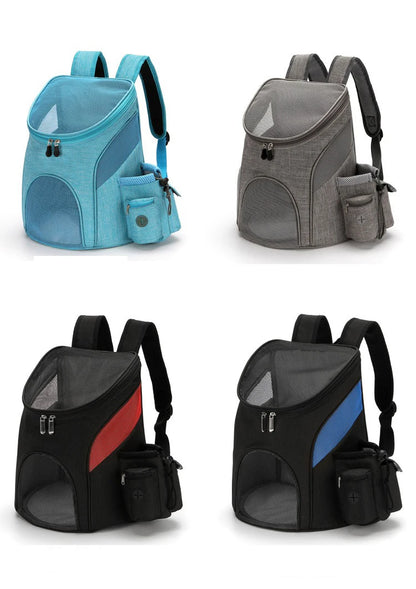 Pet backpack foldable pet portable backpack for going out mesh breathable with side pocket cat and dog backpack