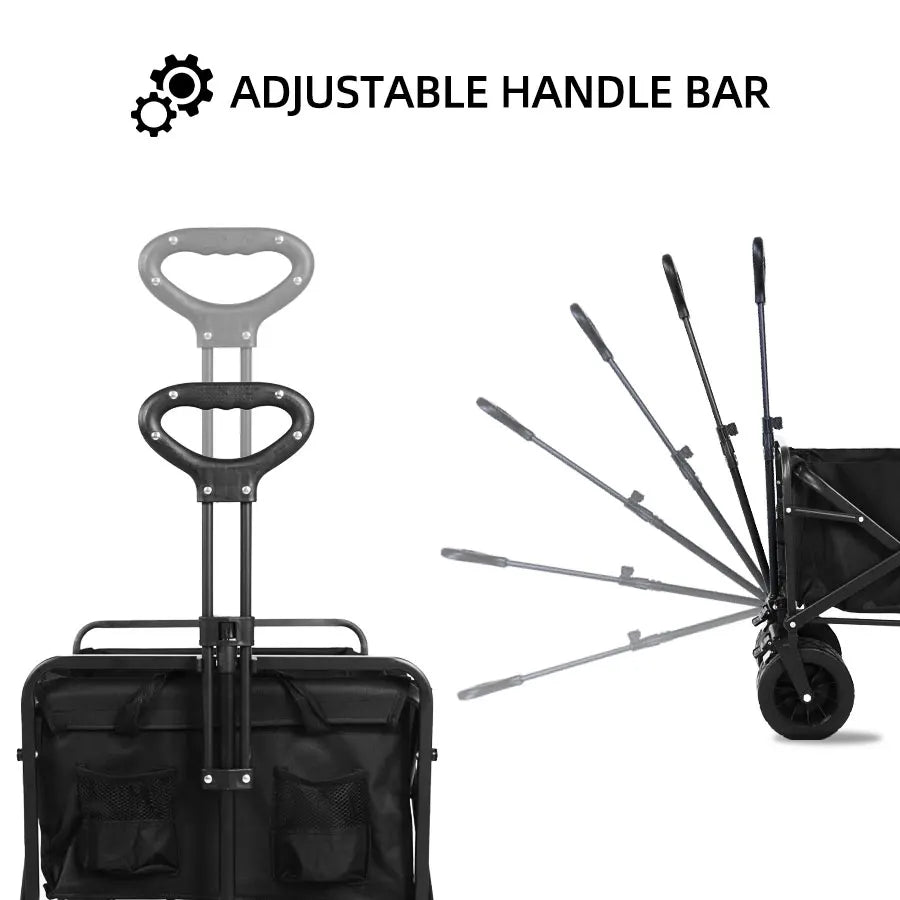 Heavy Duty Outdoor Folding Wagon Cart Large Capacity Collapsible Utility Wagon Trolley Portable Garden Beach Camping Equipment