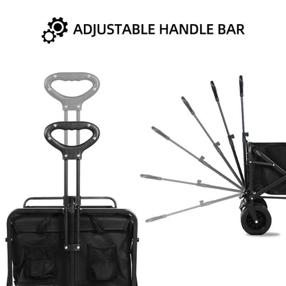 Heavy Duty Outdoor Folding Wagon Cart Large Capacity Collapsible Utility Wagon Trolley Portable Garden Beach Camping Equipment