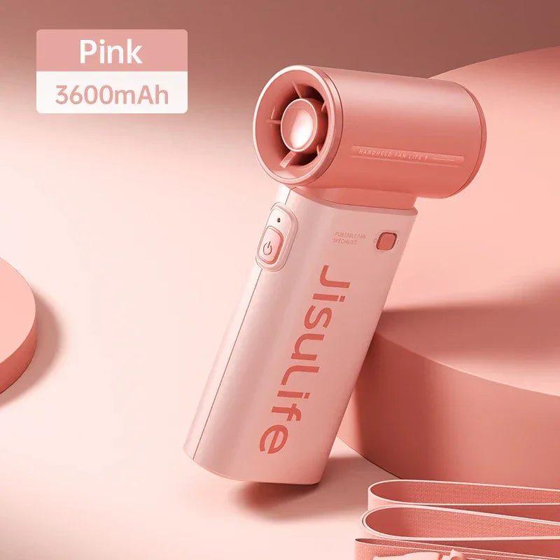 JISULIFE Handheld Turbo Fan,Super Strong Wind,5 Speeds,Long Battery Life,5000mAh,USB Rechargeable,Multipurpose Pocket fan