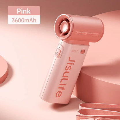 JISULIFE Handheld Turbo Fan,Super Strong Wind,5 Speeds,Long Battery Life,5000mAh,USB Rechargeable,Multipurpose Pocket fan