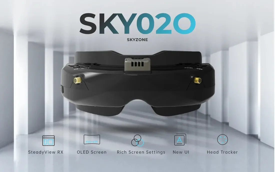 Skyzone Sky02o Racing FPV Goggles Glasses 600x400 OLED Steadyview Diversity Head Tracking Front Camera Receiver Included
