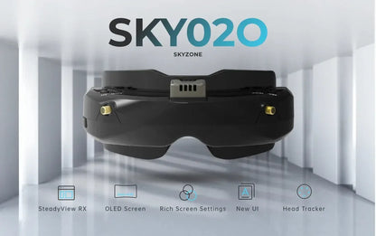 Skyzone Sky02o Racing FPV Goggles Glasses 600x400 OLED Steadyview Diversity Head Tracking Front Camera Receiver Included