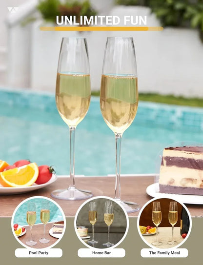 MICHLEY Unbreakable Champagne Flutes Glasses Set Plastic Tritan Sparkling Wine Glass For Wedding Party Picnic Barware 2/4 pcs