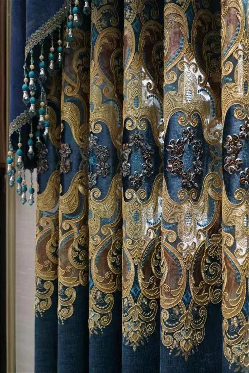 Europe Luxury Style Embroidery Chenille Blackout Curtain High Quality Decoration Living Room Dining Room Bedroom Valance Curtain