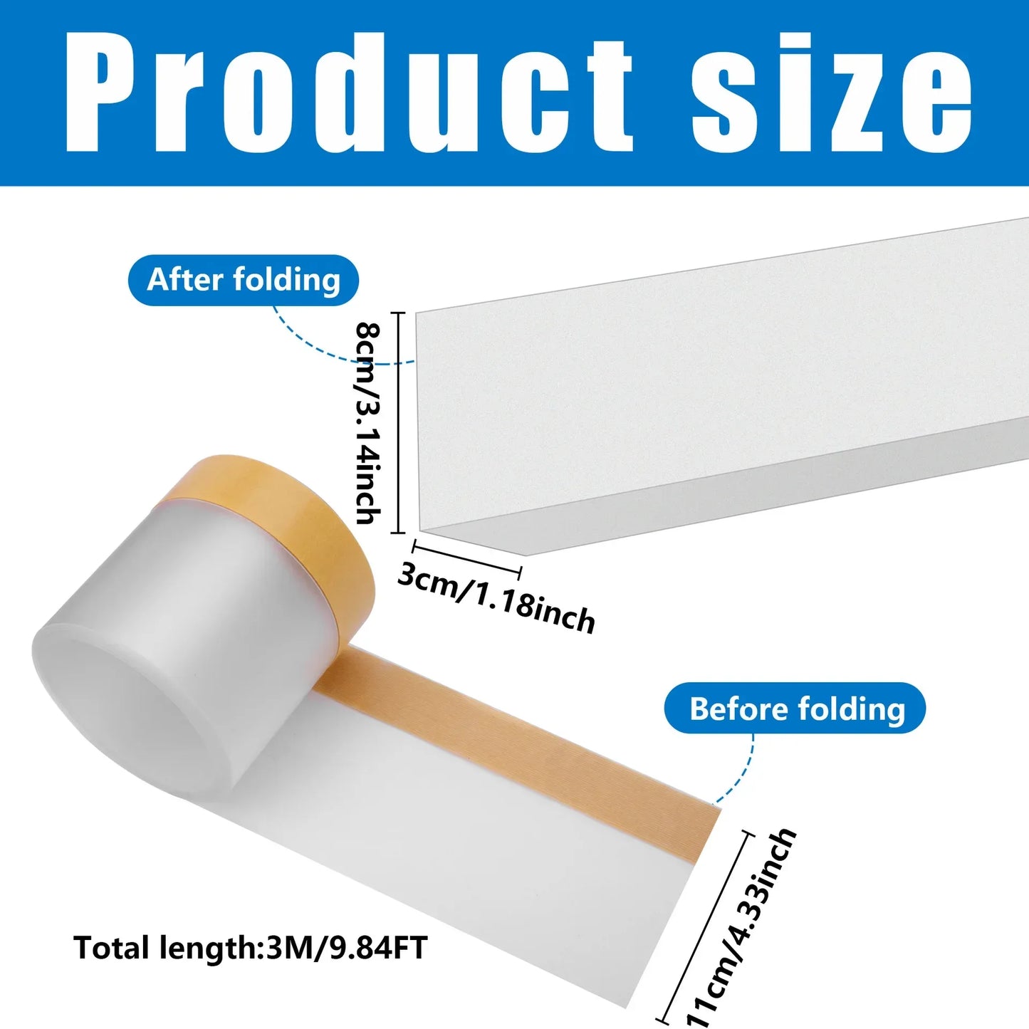 Adjustable PVC sofa backrest - 3 meters, cuttable toy preventer under sofa, easy-to-install sofa bottom panel.