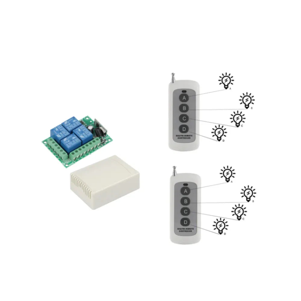 433MHz Wireless DC 12V Remote Control Switch 1CH RF 10A Relay Receiver and 2CH Transmitter For Door Electromagnetic Lock DIY