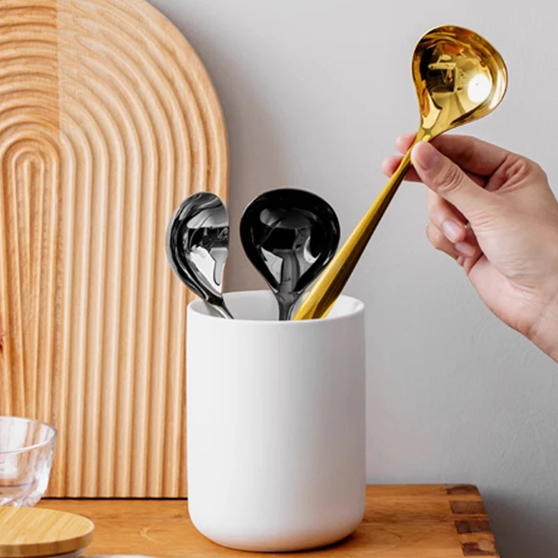 1/6Pc Stainless Steel Thickening Spoon Creative Long Handle Hotel Hot Pot Spoon Soup Ladle Home Kitchen Essential Tools
