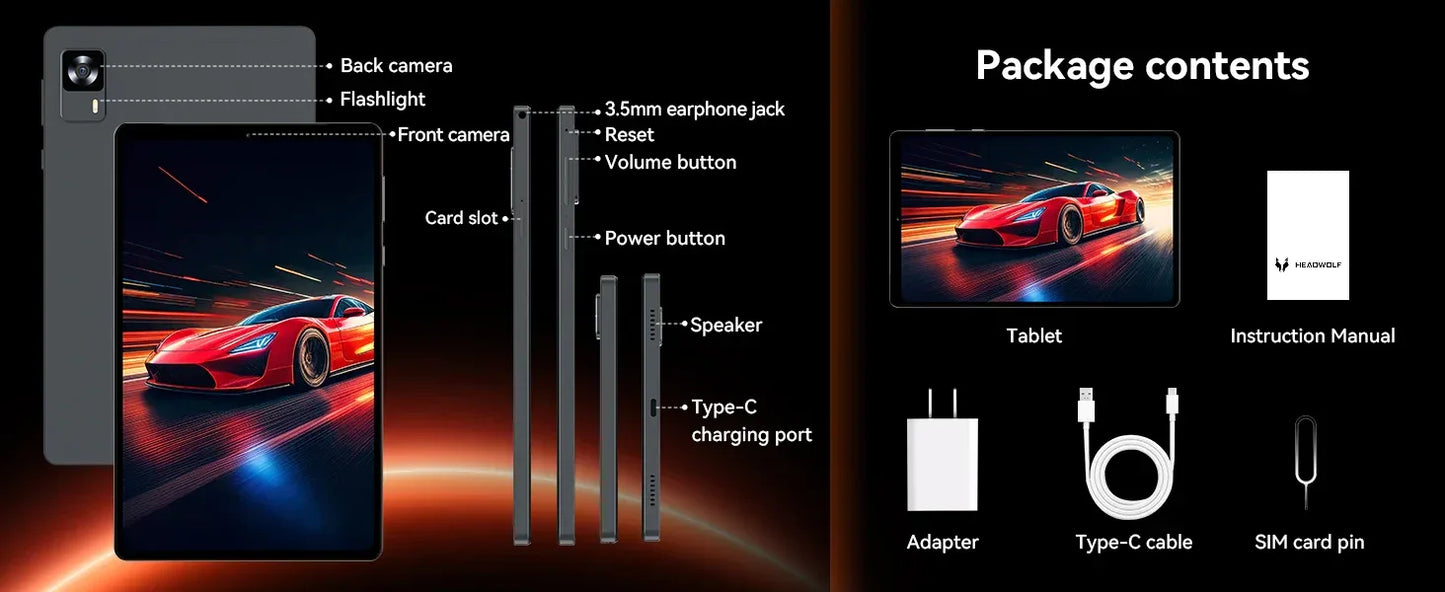 Headwolf FPad7 PRO Android 15 Tablet 8 inch 2.5K HD Max 16GB+512GB, 6500mAh PD18W, 8MP+16MP Camera, SIM 4G LTE WiFi 6