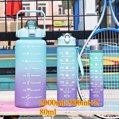 3PCS Sports Water Bottle with Time Marker Leak-proof Cup Motivational Portable Water Bottle for Outdoor Sport Fitness BPA Free
