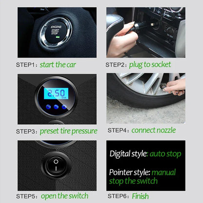 Digital Tire Inflator DC 12 Volt Car Portable Air Compressor Pump 150 PSI Car Air Compressor for Auto Car Motorcycles Bicycles