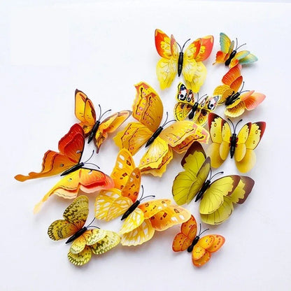 Magentic 3D Double-layer Butterfly Wall Stickers Magnet Refrigerator Stickers Home Girl Kids Room Wedding Christmas Decoration