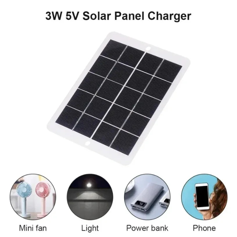 Portable 3W 5V solar panel Multipurpose Phone Camping Fan Light solar charger USB Solar Panel For Outdoors Emergency Supply