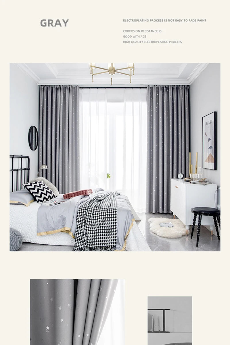 Home Children's Room Blackout Curtain Bedroom Soundproof Drapes Large Area Balcony Bay Window Curtains Modern Living Room Drape