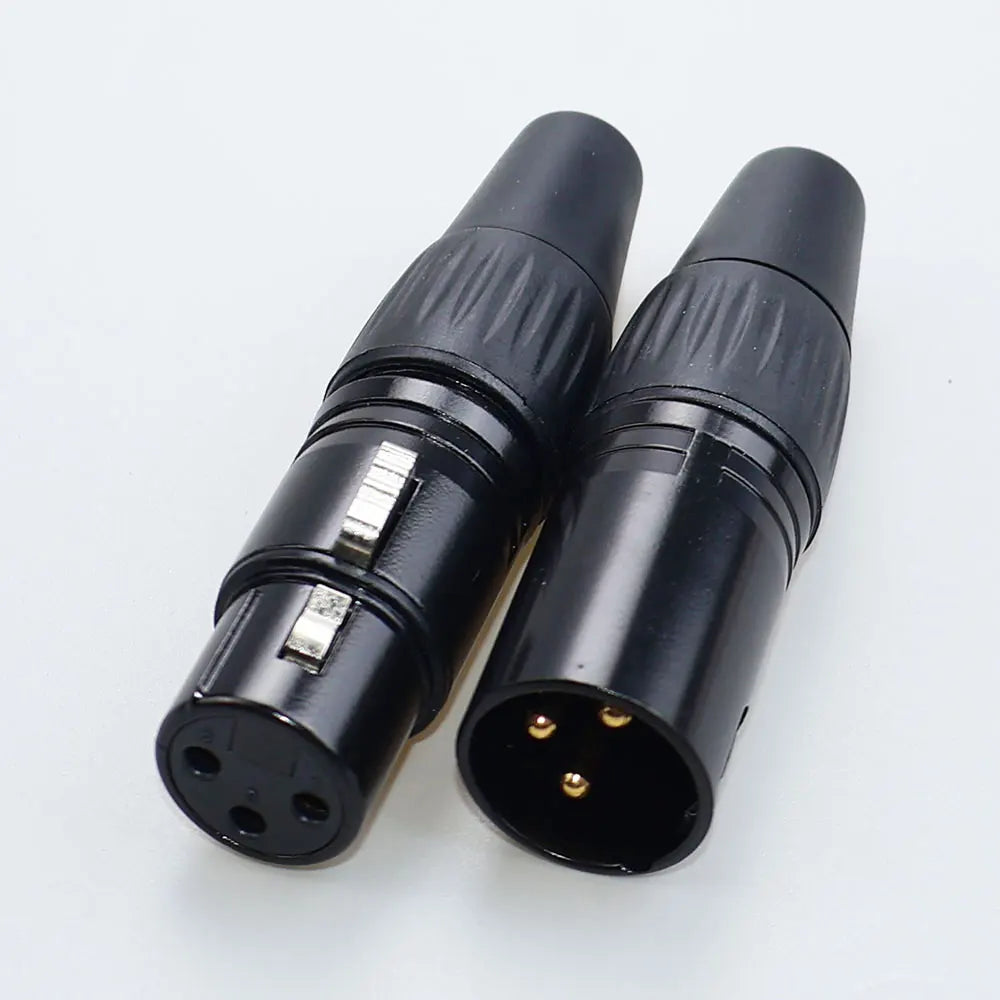 JCD XLR 3Pin Male/Female Microphone Audio Cable Plug Panel Pure Black Silver Copper Gold-Plated XLR Connector Socket