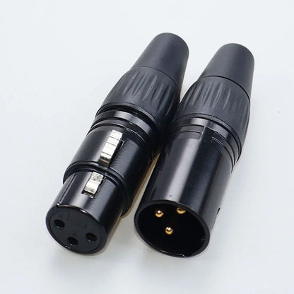 JCD XLR 3Pin Male/Female Microphone Audio Cable Plug Panel Pure Black Silver Copper Gold-Plated XLR Connector Socket