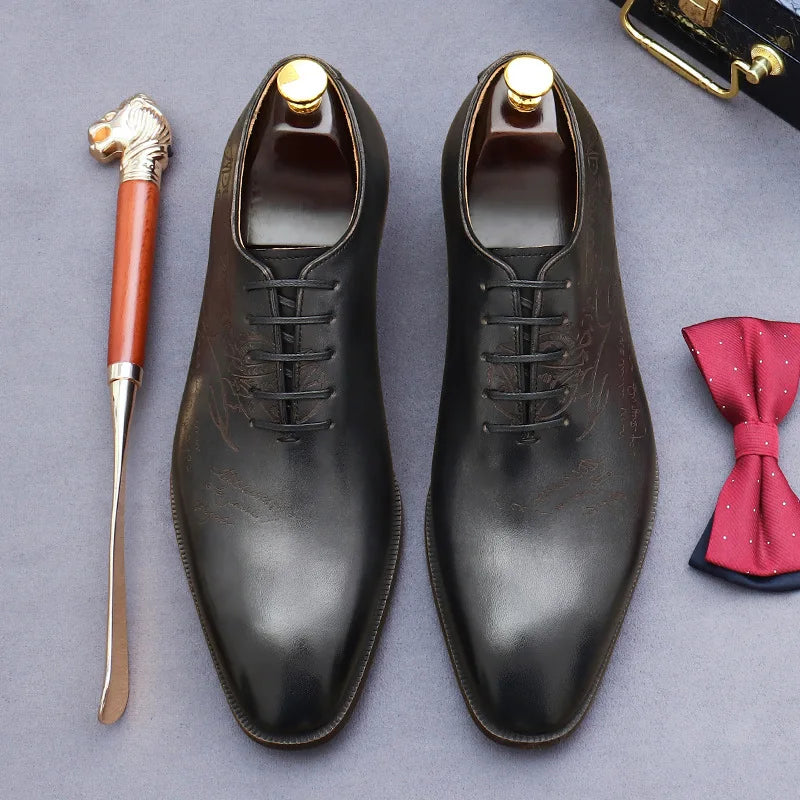 British Trend Mens Dress Shoes Elegant Genuine Cow Leather 2023 Autumn Designer New Style Oxfords Wedding Social Shoes Man