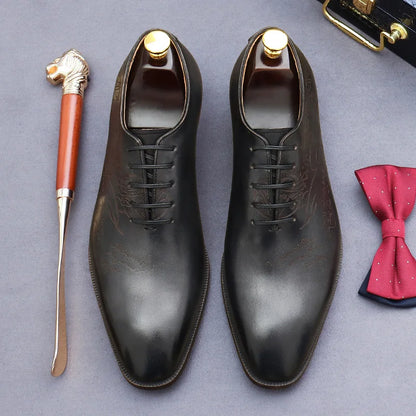 British Trend Mens Dress Shoes Elegant Genuine Cow Leather 2023 Autumn Designer New Style Oxfords Wedding Social Shoes Man