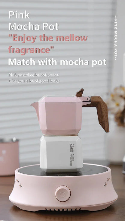 BINCOO Dual Valve Moka Pot Square Coffee Pot Espresso Pot Coffee Extraction Maker Set Electric Stove 220v Italian Home Barista