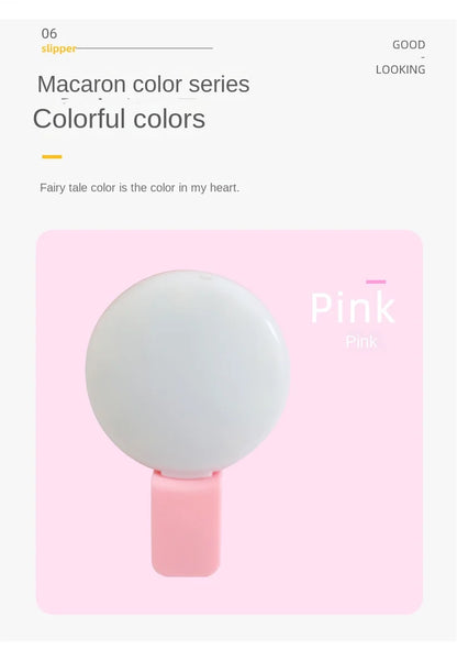 Mini Selfie Ring Light LED Flash Phone Lens Light USB Rechargeable Clip Mobile Phone Fill Lamp Women Selfie Lights