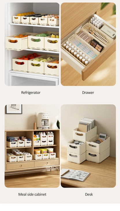 Kitchen Storage Box Retractable Multifunctional Storage Basket Cabinet Desktop Snack Spice Storage Box Fridge Kitchen Organizer